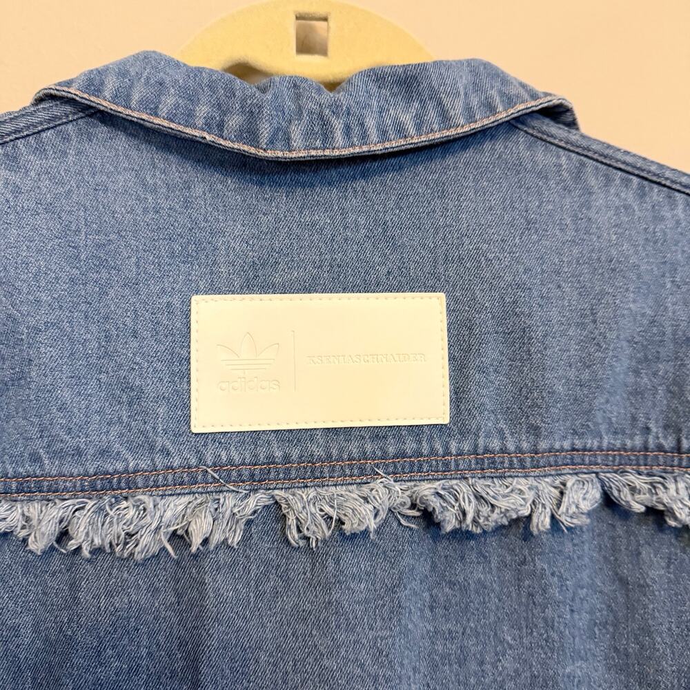 Adidas x Ksenia Schnaider Shirt Dress XS Blue Denim Oversized Western Rodeo NWT - Picture 9 of 11